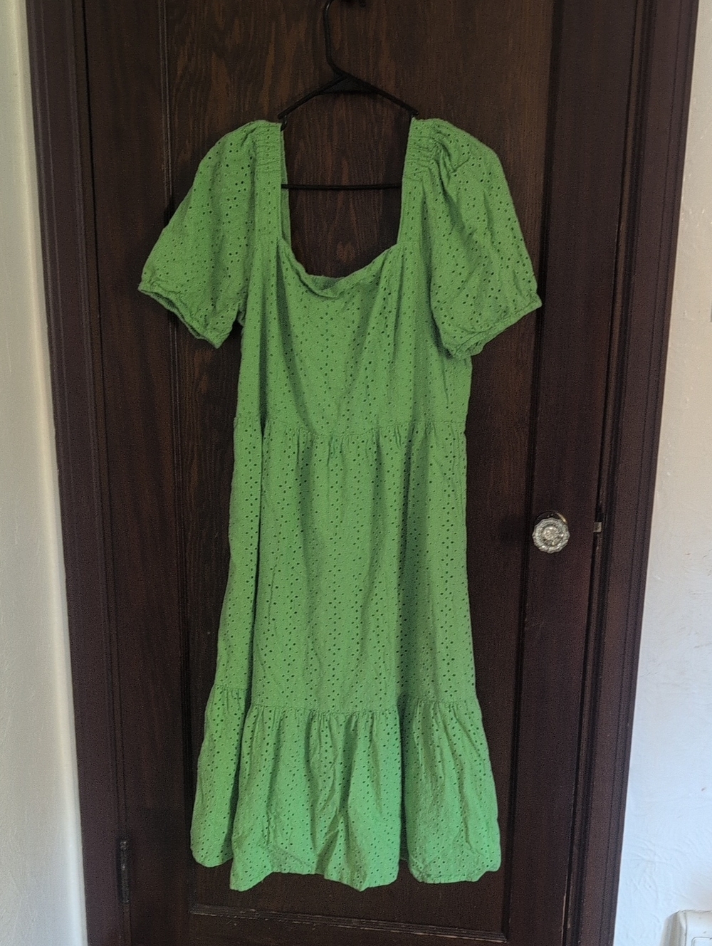 Draper James Lime Green Eyelet Puff-Sleeve Midi Dress